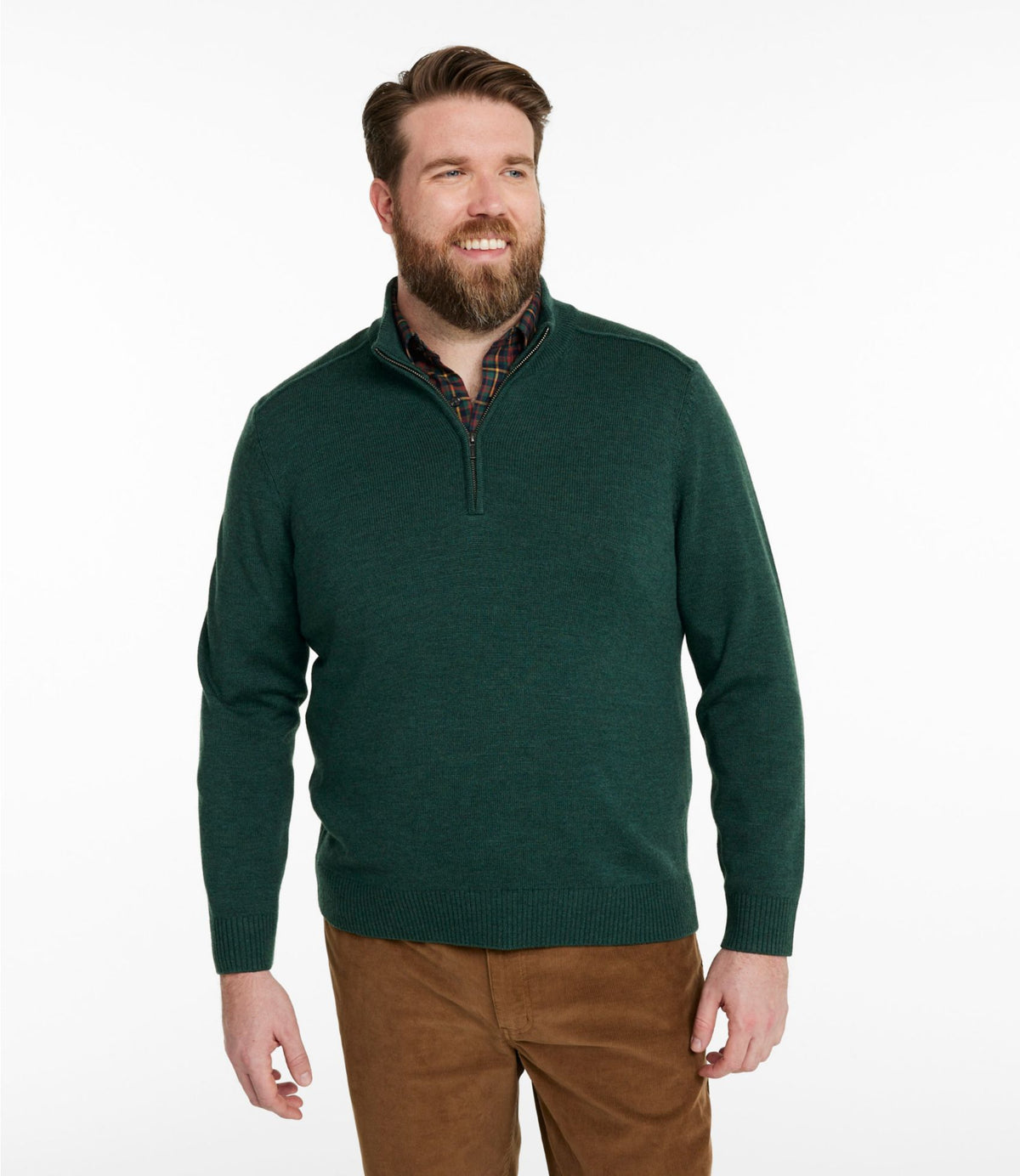 L.L.Bean Men's Essential Merino Sweaters, Quarter-Zip Gray Heather