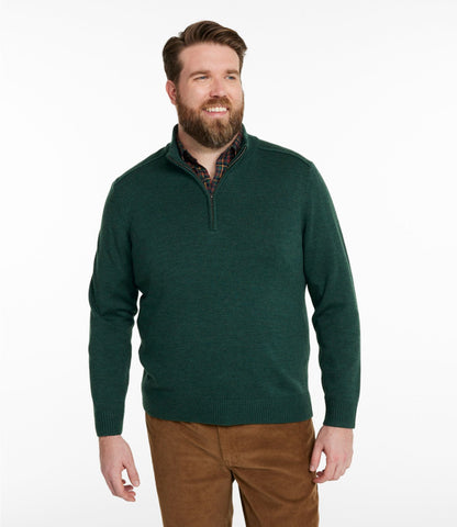 L.L.Bean Men's Essential Merino Sweaters, Quarter-Zip Gray Heather