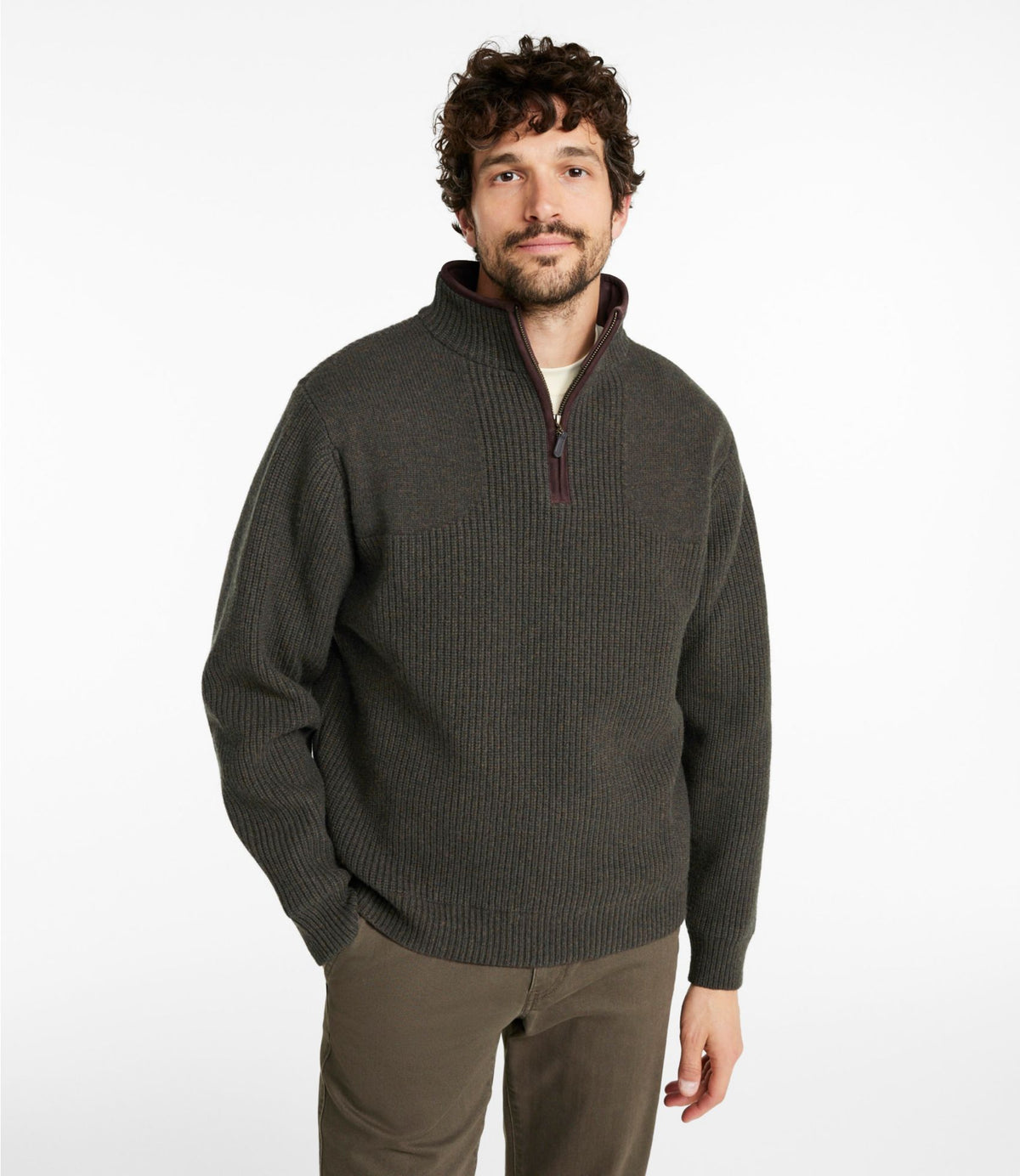 L.L.Bean Men's Waterfowl Sweater with WINDSTOPPER by GORE-TEX LABS Carbon Navy