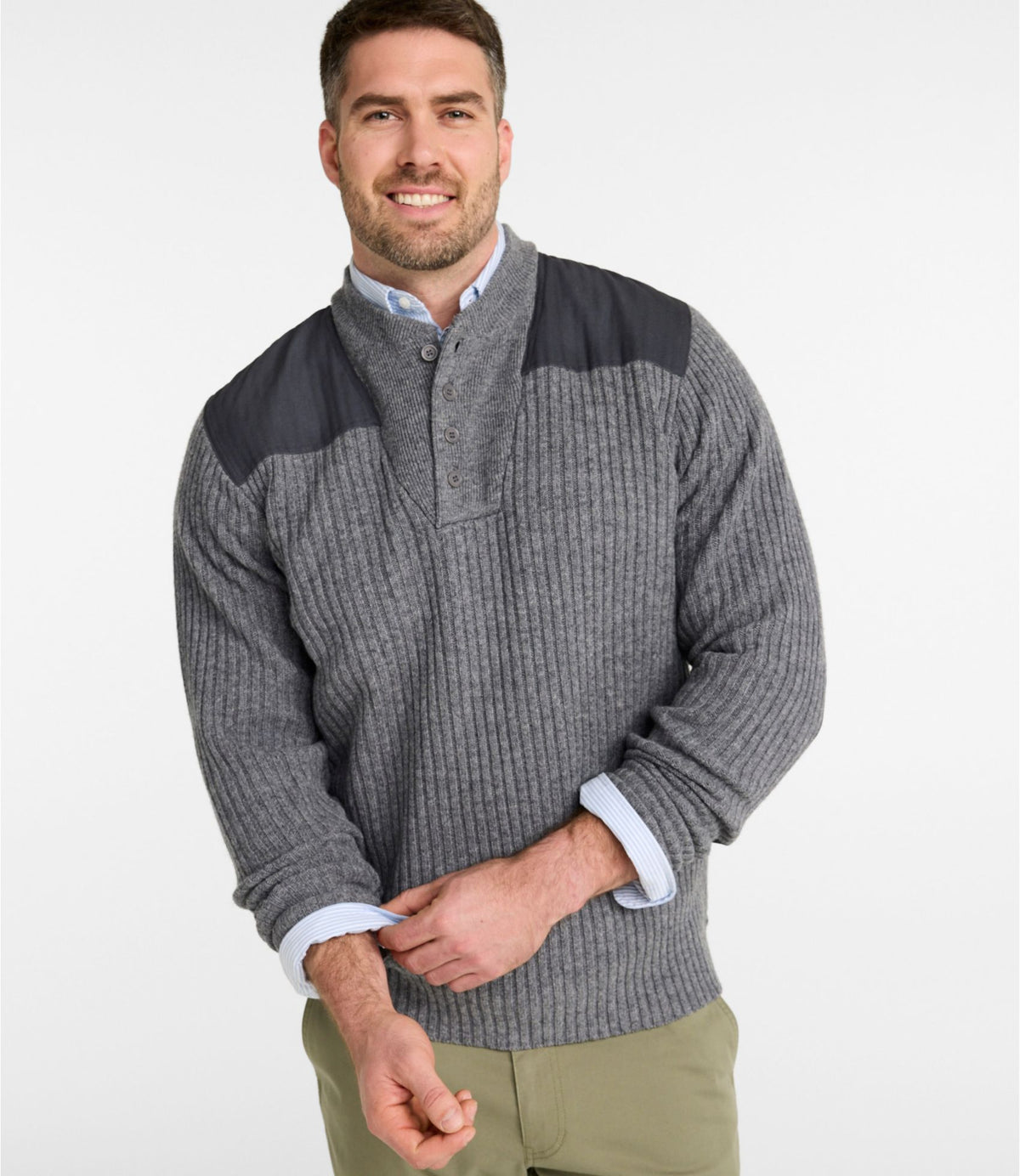 L.L.Bean Commando Sweater, Henley Sweaters for Men | L.L.Bean Bright Navy Heather