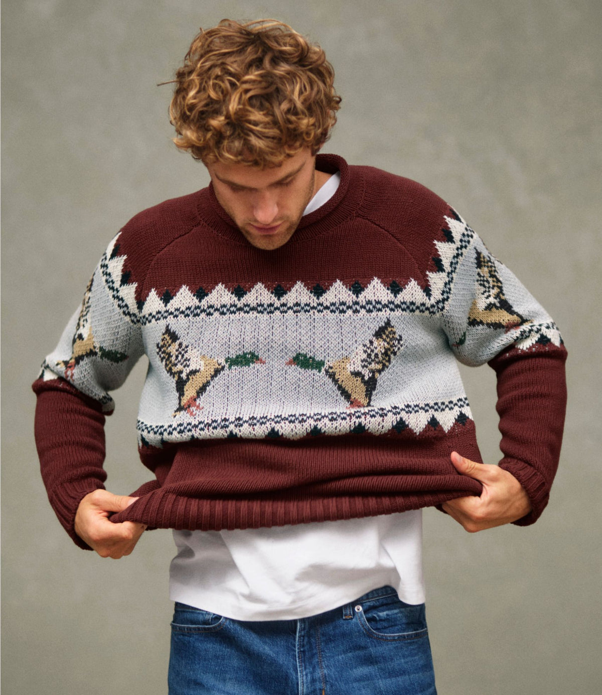 L.L.Bean Men's Signature Organic Cotton Rollneck Sweater Currant Mallard