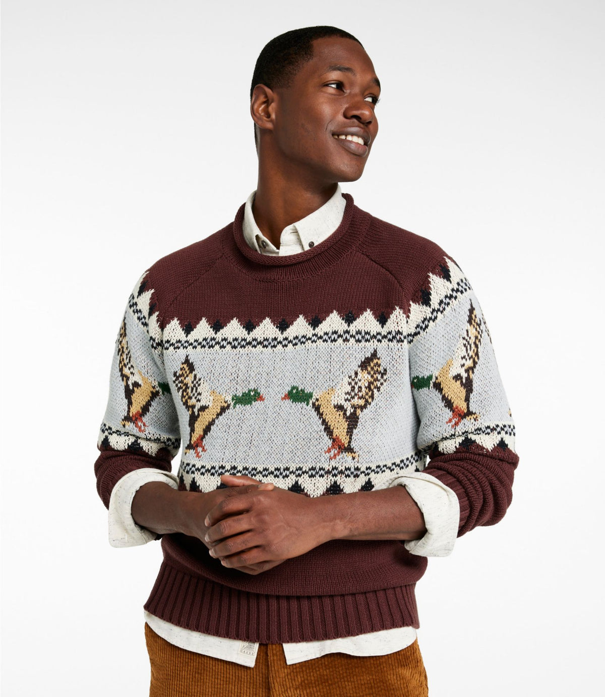 L.L.Bean Men's Signature Organic Cotton Rollneck Sweater Currant Mallard