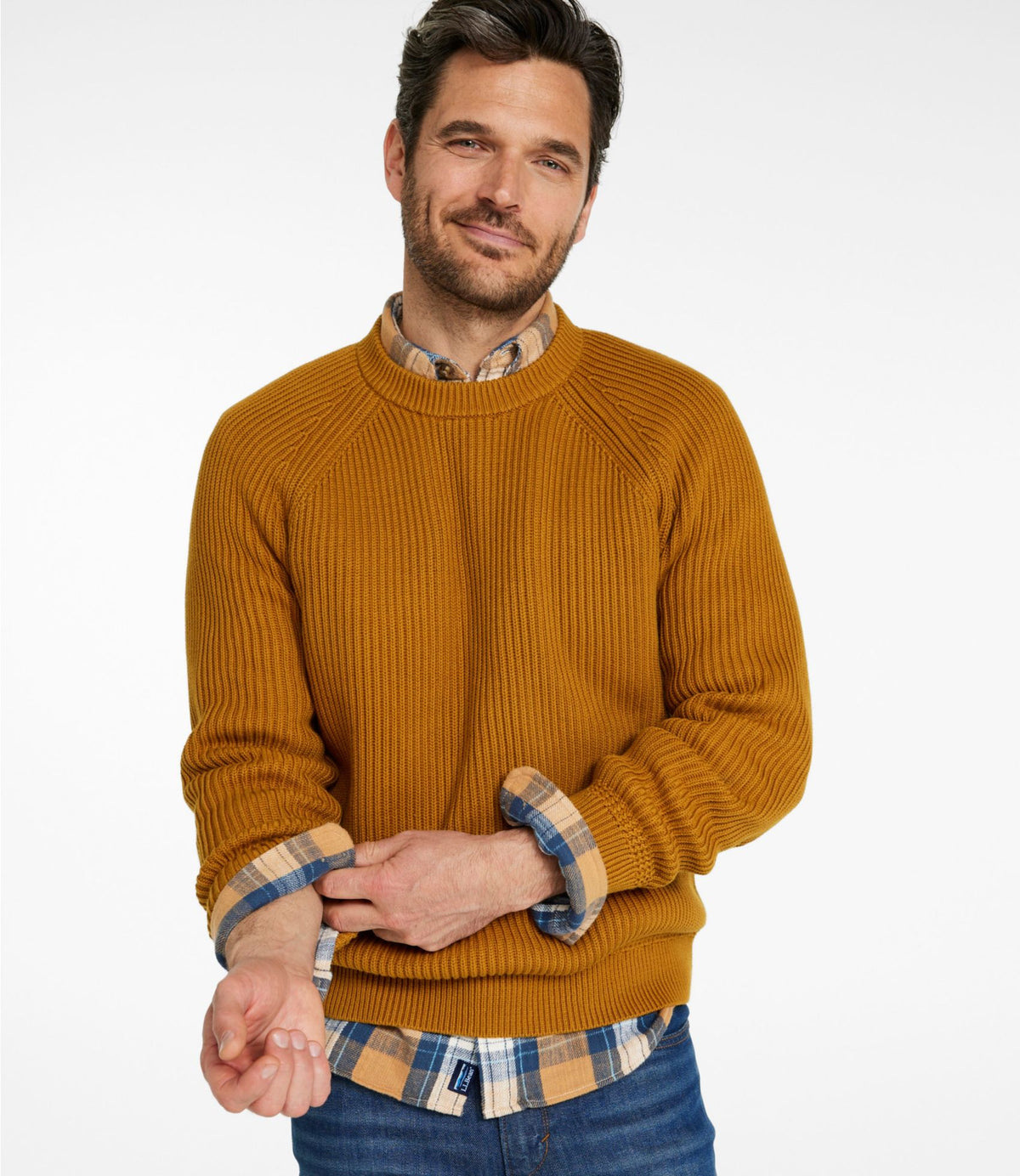 L.L.Bean Men's Mariner Rib Crew Sweater Dark Bronze