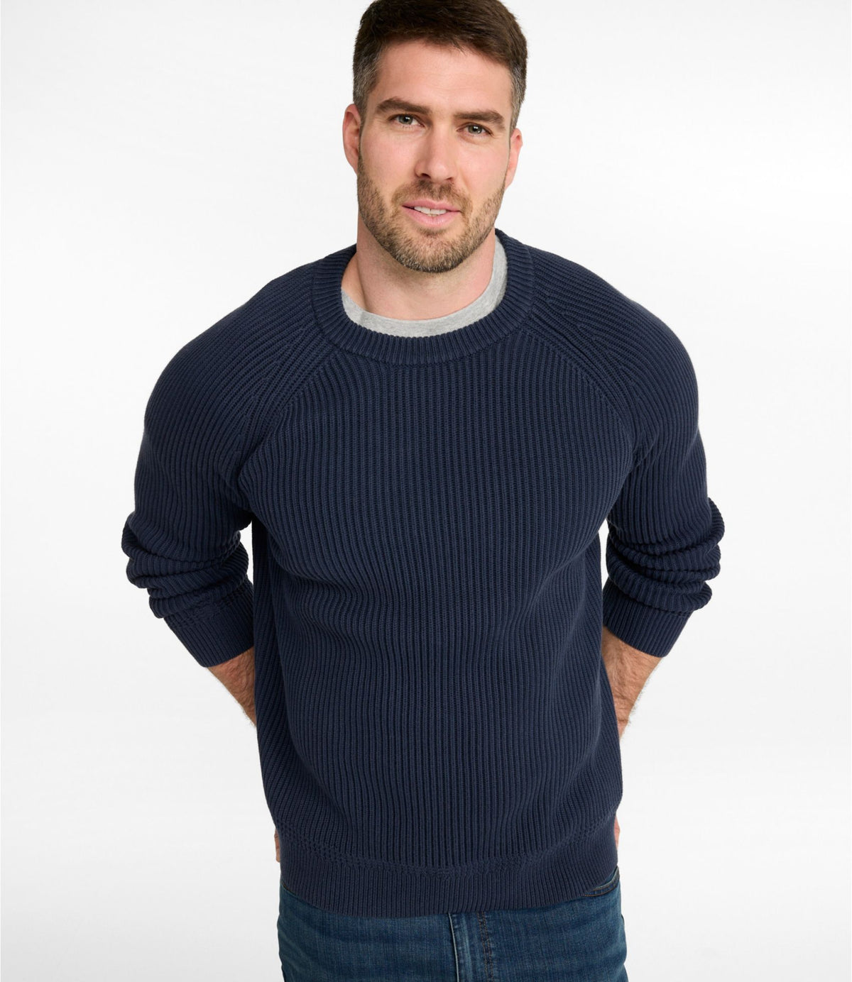 L.L.Bean Men's Mariner Rib Crew Sweater Dark Bronze