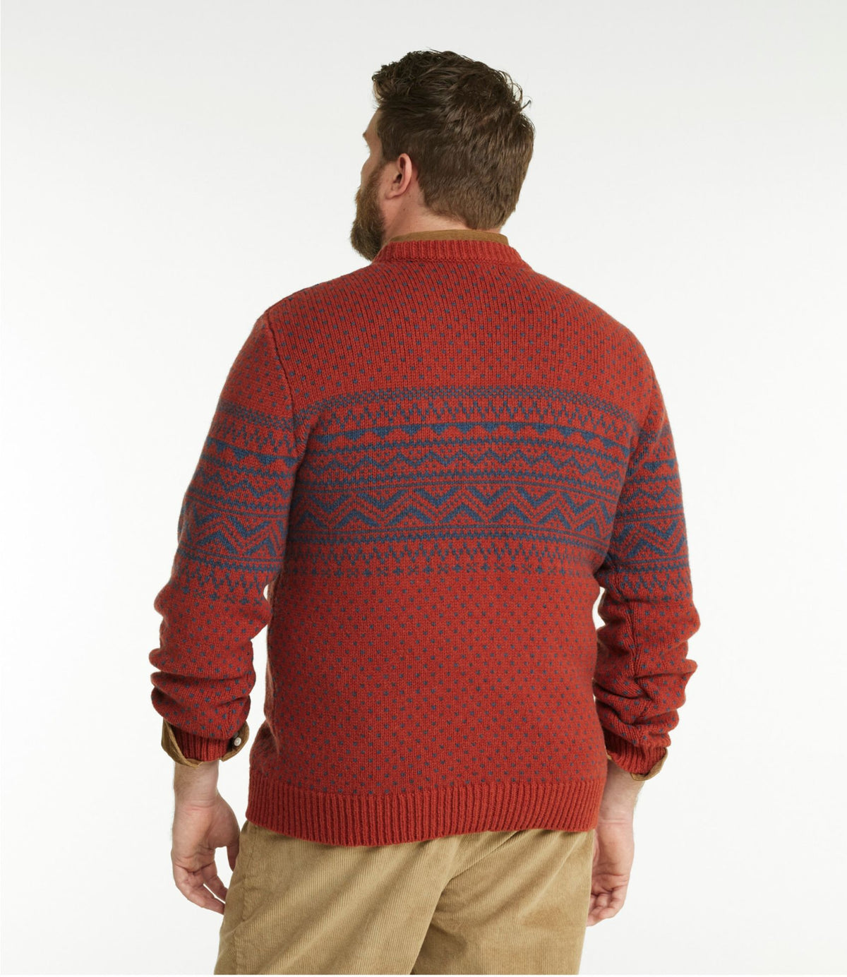 L.L.Bean Men's Bean's Classic Ragg Wool Sweater, Crewneck, Fair Isle Navy Fair Isle