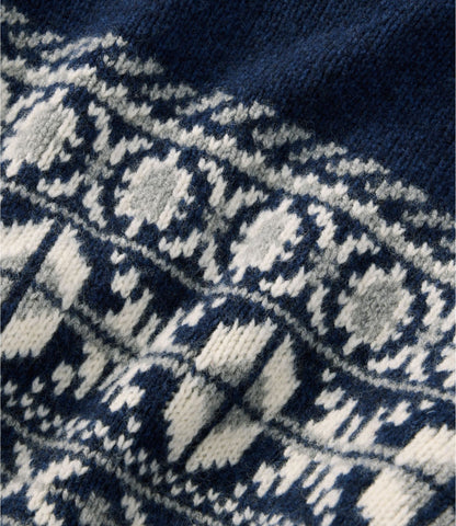 L.L.Bean Men's Bean's Classic Ragg Wool Sweater, Crewneck, Fair Isle Navy Fair Isle