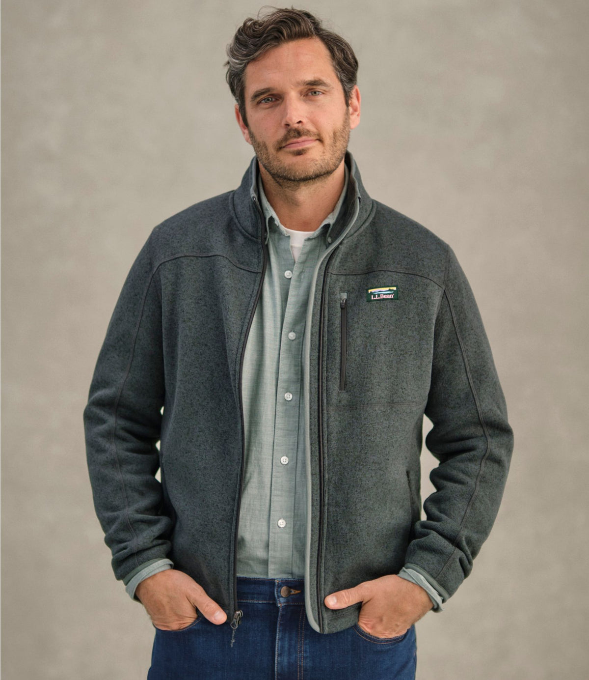 L.L.Bean Men's L.L.Bean Sweater Fleece Full-Zip Jacket Bright Navy