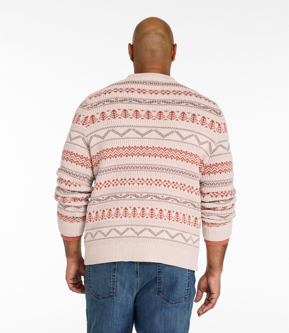 L.L.Bean Men's L.L.Bean Organic Cotton Waffle Sweater, Crewneck, Fair Isle Khaki Fair Isle