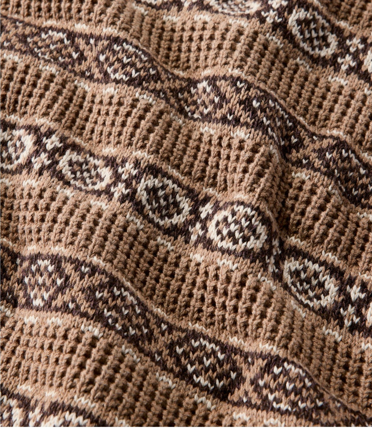 L.L.Bean Men's L.L.Bean Organic Cotton Waffle Sweater, Crewneck, Fair Isle Khaki Fair Isle