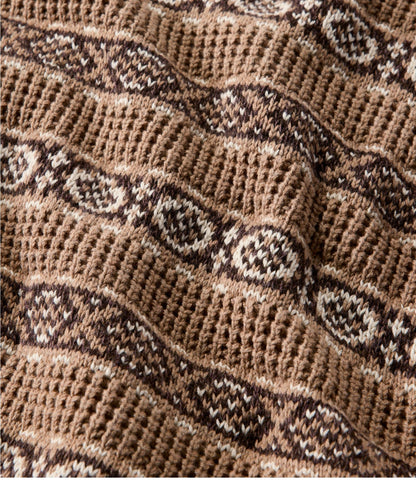 L.L.Bean Men's L.L.Bean Organic Cotton Waffle Sweater, Crewneck, Fair Isle Khaki Fair Isle