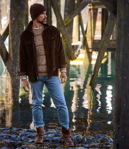 L.L.Bean Men's L.L.Bean Organic Cotton Waffle Sweater, Crewneck, Fair Isle Khaki Fair Isle