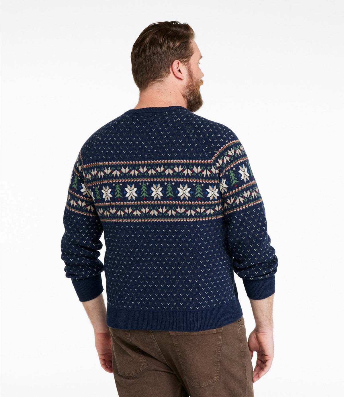 L.L.Bean Men's Wicked Soft Cotton/Cashmere Sweater, Crewneck, Pattern Bright Navy Birdseye Stripe