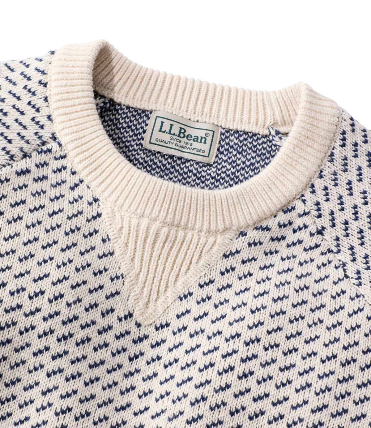 L.L.Bean Men's Wicked Soft Cotton/Cashmere Sweater, Crewneck, Pattern Bright Navy Birdseye Stripe