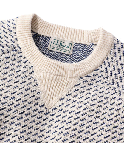 L.L.Bean Men's Wicked Soft Cotton/Cashmere Sweater, Crewneck, Pattern Bright Navy Birdseye Stripe