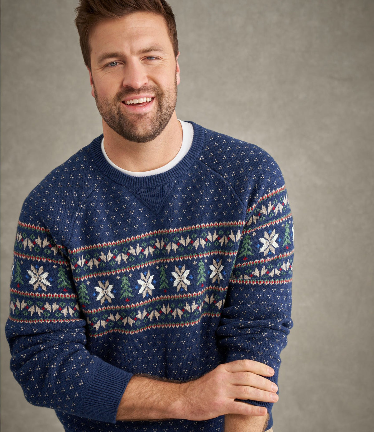 L.L.Bean Men's Wicked Soft Cotton/Cashmere Sweater, Crewneck, Pattern Bright Navy Birdseye Stripe