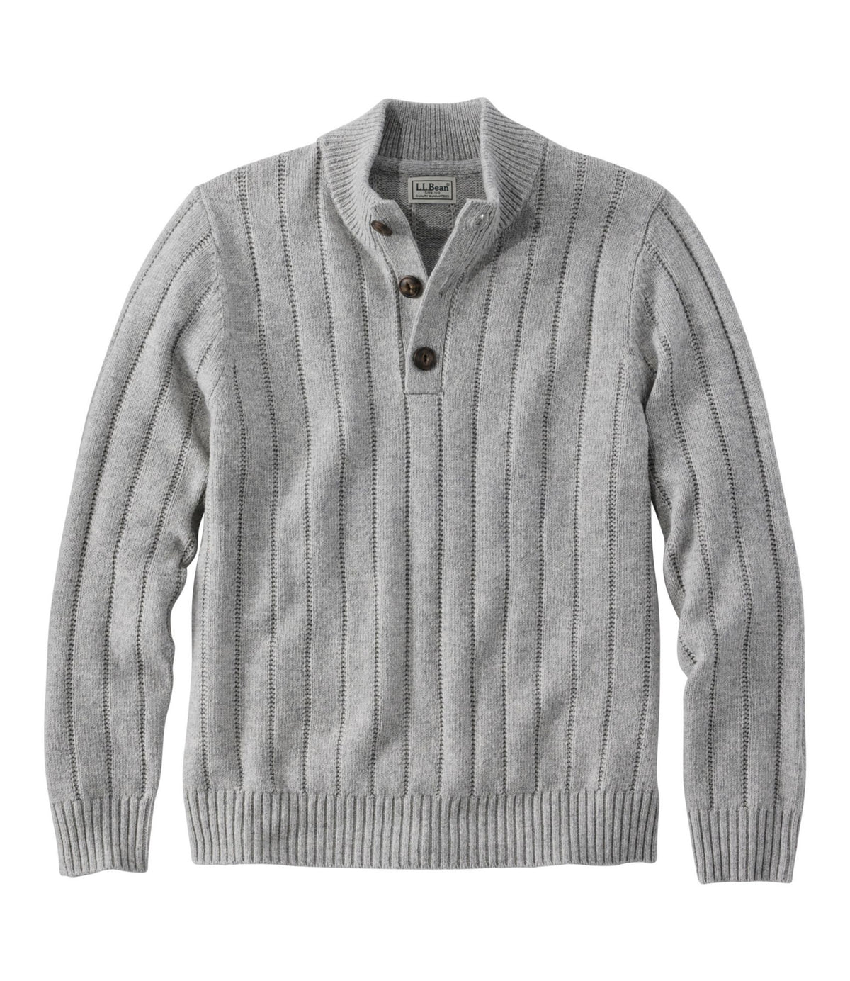 L.L.Bean Men's Riverton Wool/Cotton Sweater, Mockneck Gray Heather