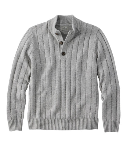 L.L.Bean Men's Riverton Wool/Cotton Sweater, Mockneck Gray Heather