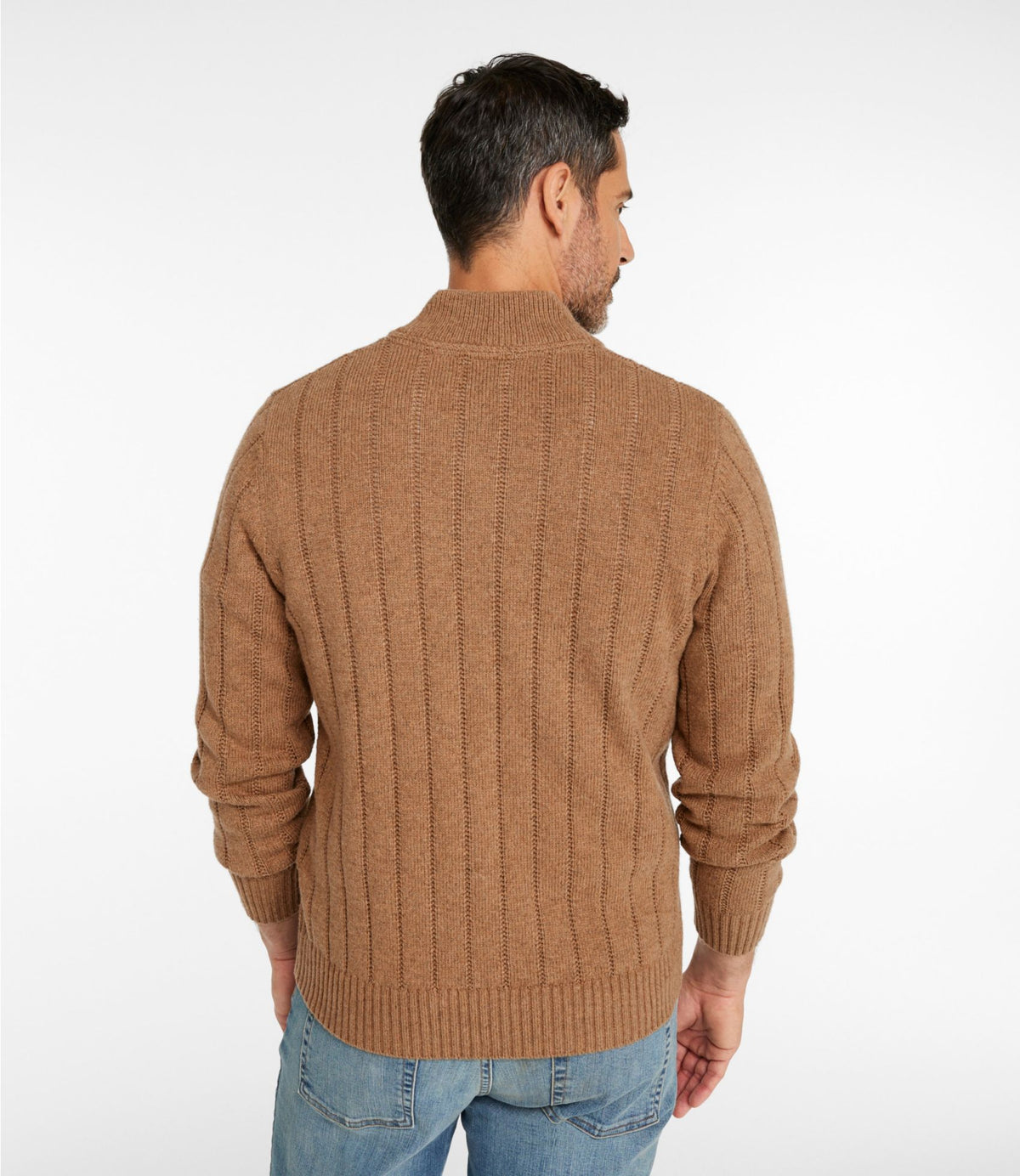 L.L.Bean Men's Riverton Wool/Cotton Sweater, Mockneck Gray Heather