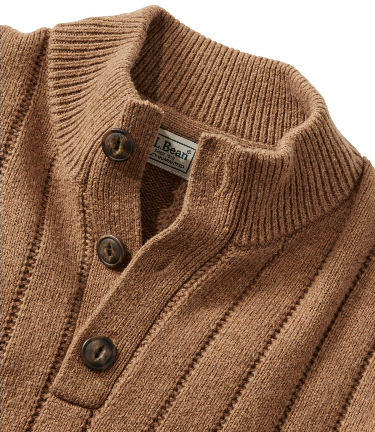 L.L.Bean Men's Riverton Wool/Cotton Sweater, Mockneck Gray Heather