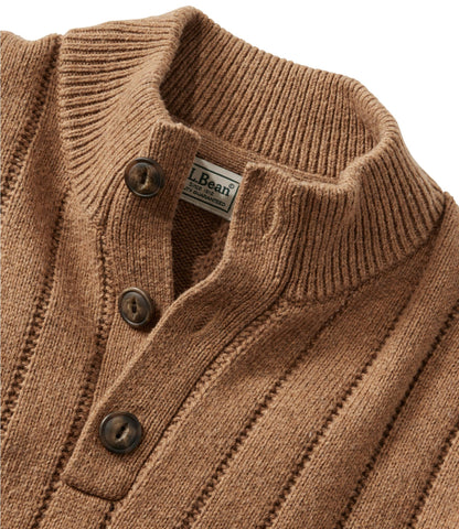 L.L.Bean Men's Riverton Wool/Cotton Sweater, Mockneck Gray Heather
