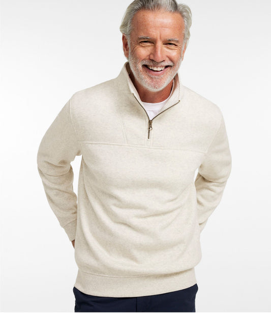L.L.Bean Men's All Seasons Textured Sweats, Quarter-Zip Silver Birch Heather