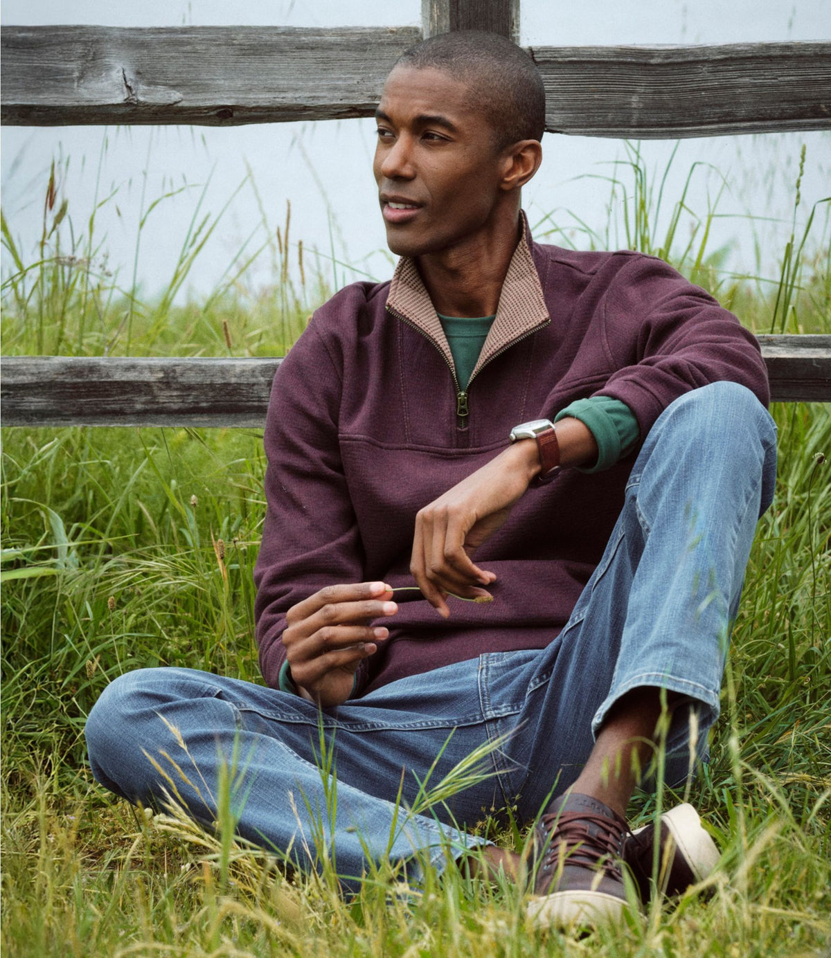 L.L.Bean Men's All Seasons Textured Sweats, Quarter-Zip Silver Birch Heather