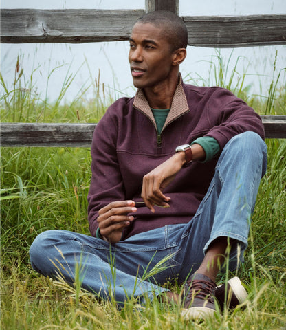 L.L.Bean Men's All Seasons Textured Sweats, Quarter-Zip Silver Birch Heather