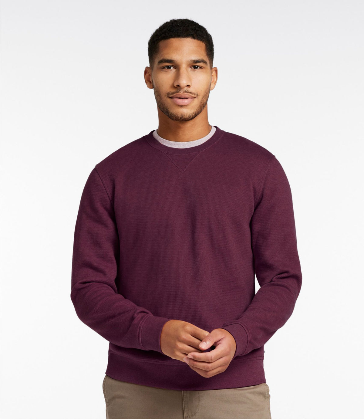 L.L.Bean Men's All Seasons Textured Sweats, Crewneck Silver Birch Heather