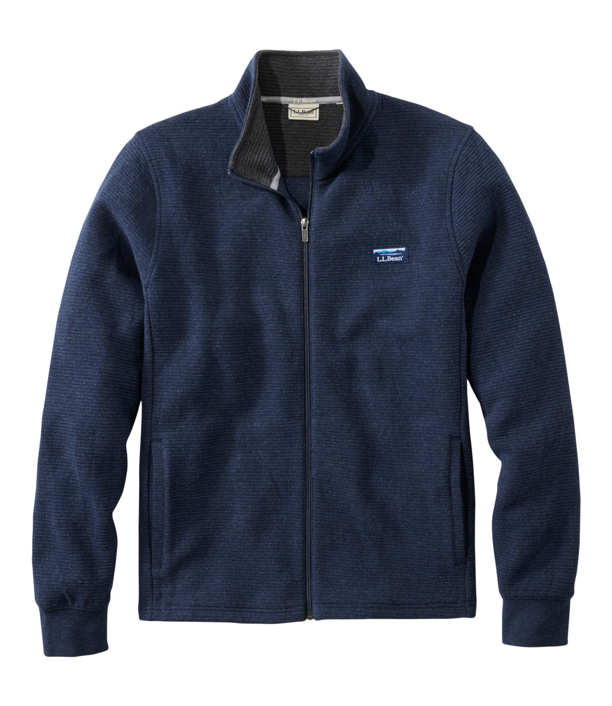 L.L.Bean Men's Lakewashed Double-Knit Full-Zip Classic Navy Heather