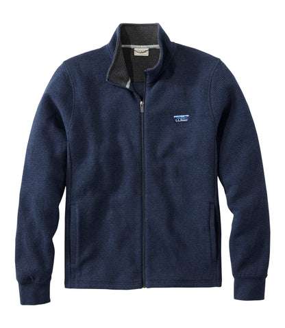 L.L.Bean Men's Lakewashed Double-Knit Full-Zip Classic Navy Heather