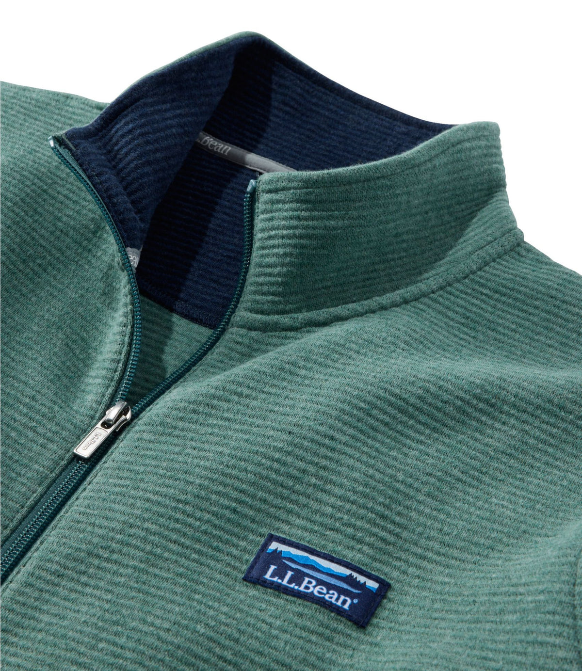 L.L.Bean Men's Lakewashed Double-Knit Full-Zip Classic Navy Heather