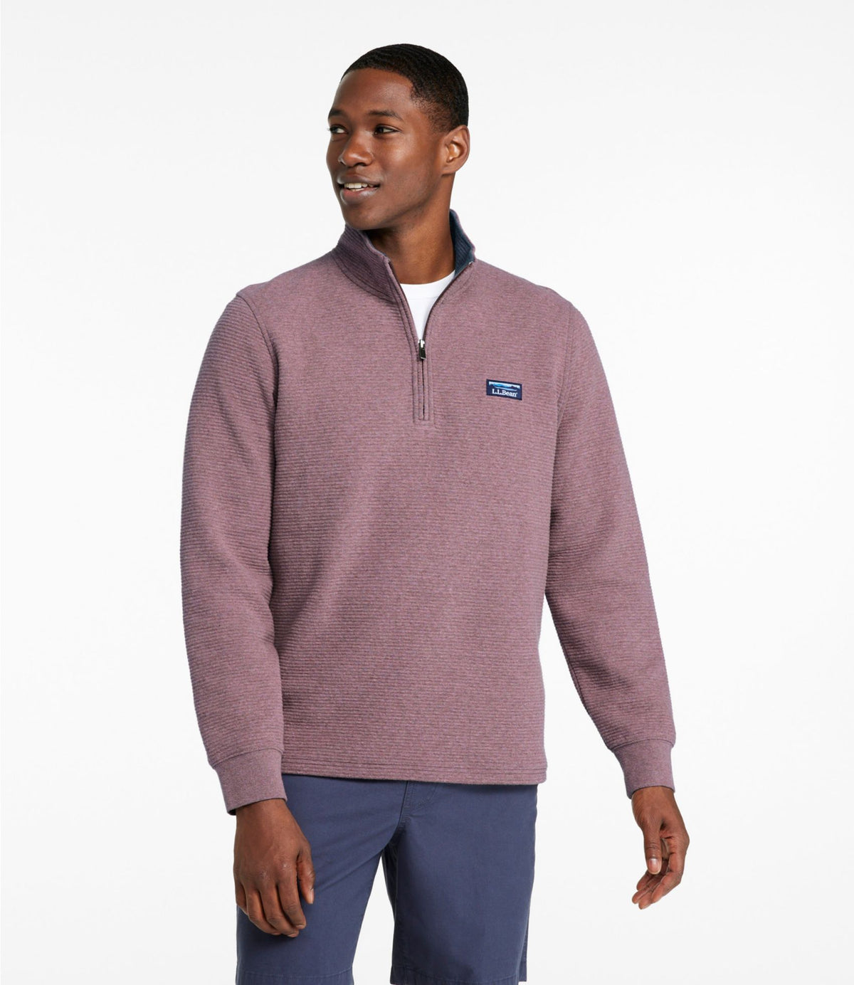L.L.Bean Men's Lakewashed Double-Knit Quarter-Zip Pullover Lake Heather