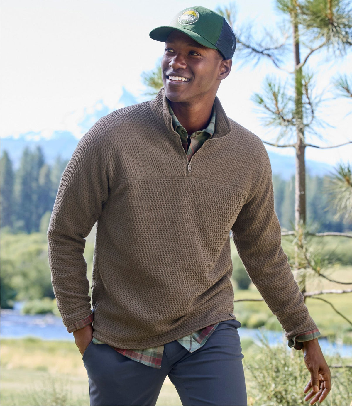 L.L.Bean Men's Ridgeknit Pullover, Quarter-Zip Dark Cinder