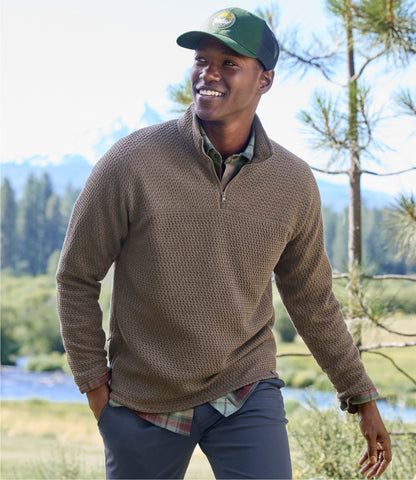 L.L.Bean Men's Ridgeknit Pullover, Quarter-Zip Dark Cinder