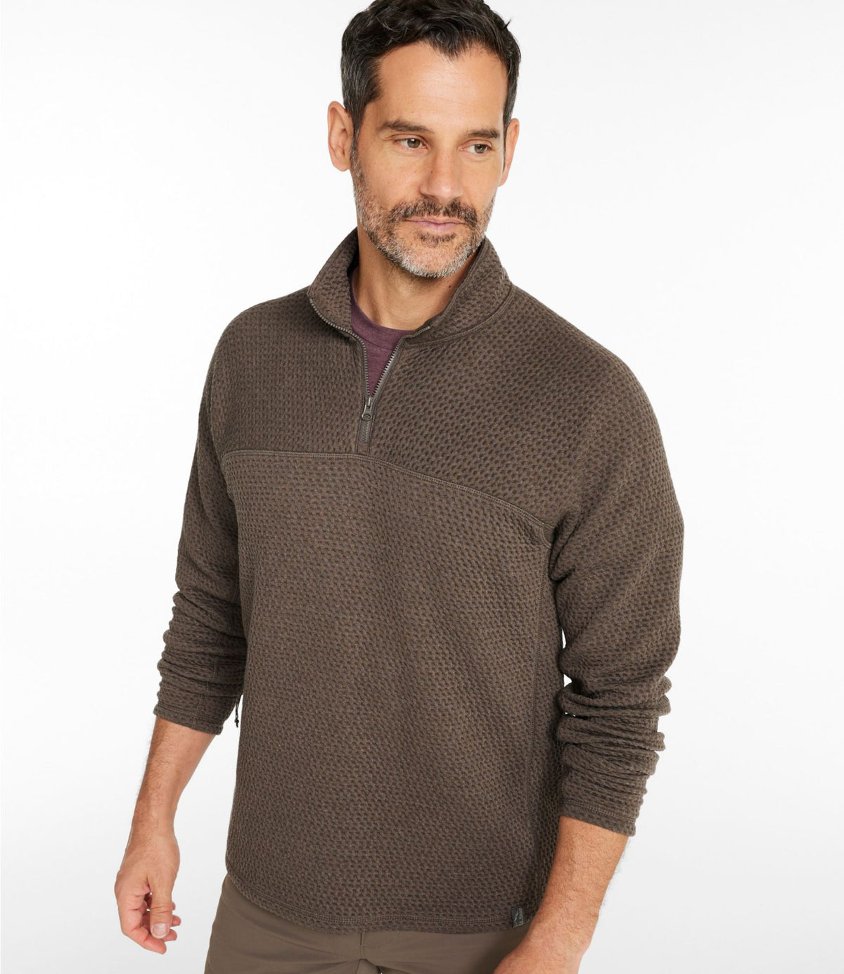 L.L.Bean Men's Ridgeknit Pullover, Quarter-Zip Dark Cinder