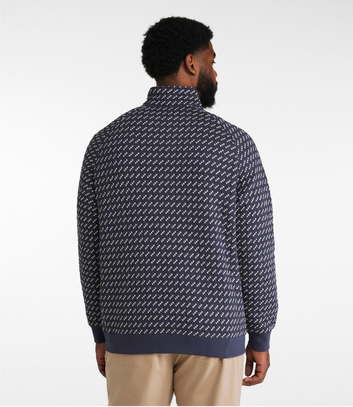 L.L.Bean Men's Bean's Quilted Sweatshirt, Mockneck, Print Thyme Snowflake