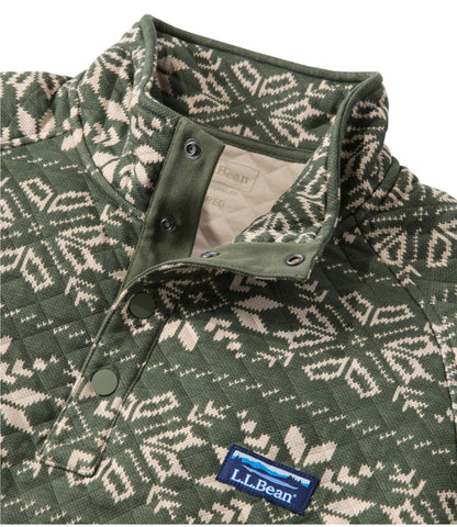L.L.Bean Men's Bean's Quilted Sweatshirt, Mockneck, Print Thyme Snowflake
