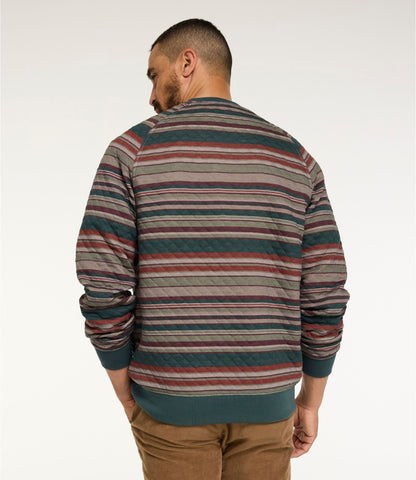 L.L.Bean Men's Quilted Sweatshirt, Crewneck, Stripe Deepest Green Stripe