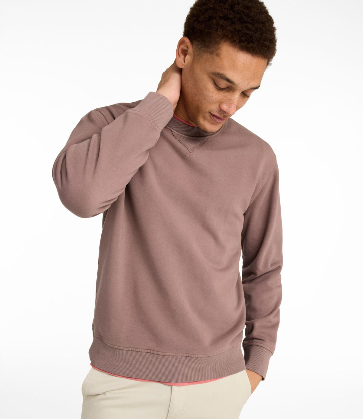 L.L.Bean Men's Sunwashed Sweatshirt, Crewneck Faded Redwood