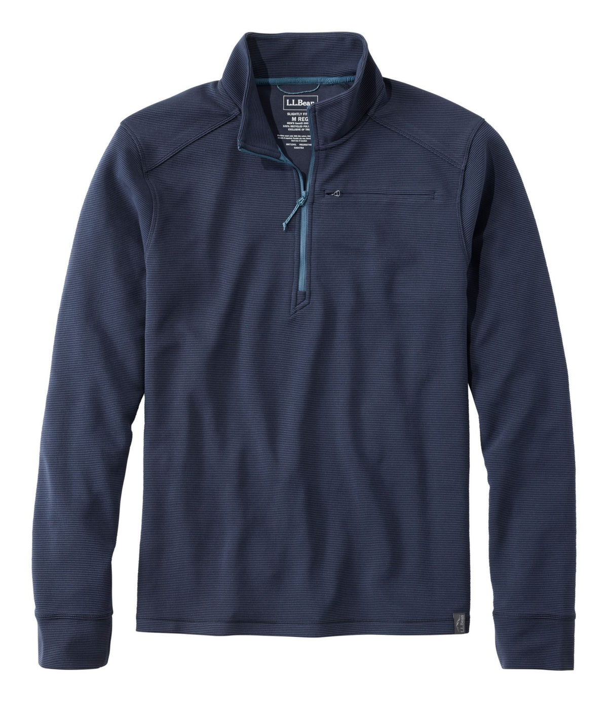 L.L.Bean Men's VentureStretch Ottoman-Rib Pullover, Quarter-Zip Carbon Navy