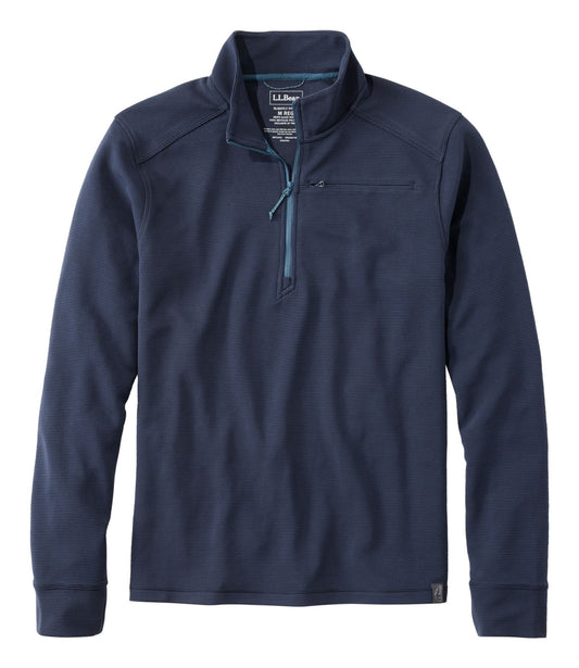 L.L.Bean Men's VentureStretch Ottoman-Rib Pullover, Quarter-Zip Carbon Navy