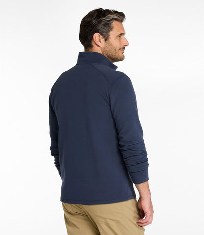 L.L.Bean Men's VentureStretch Ottoman-Rib Pullover, Quarter-Zip Carbon Navy