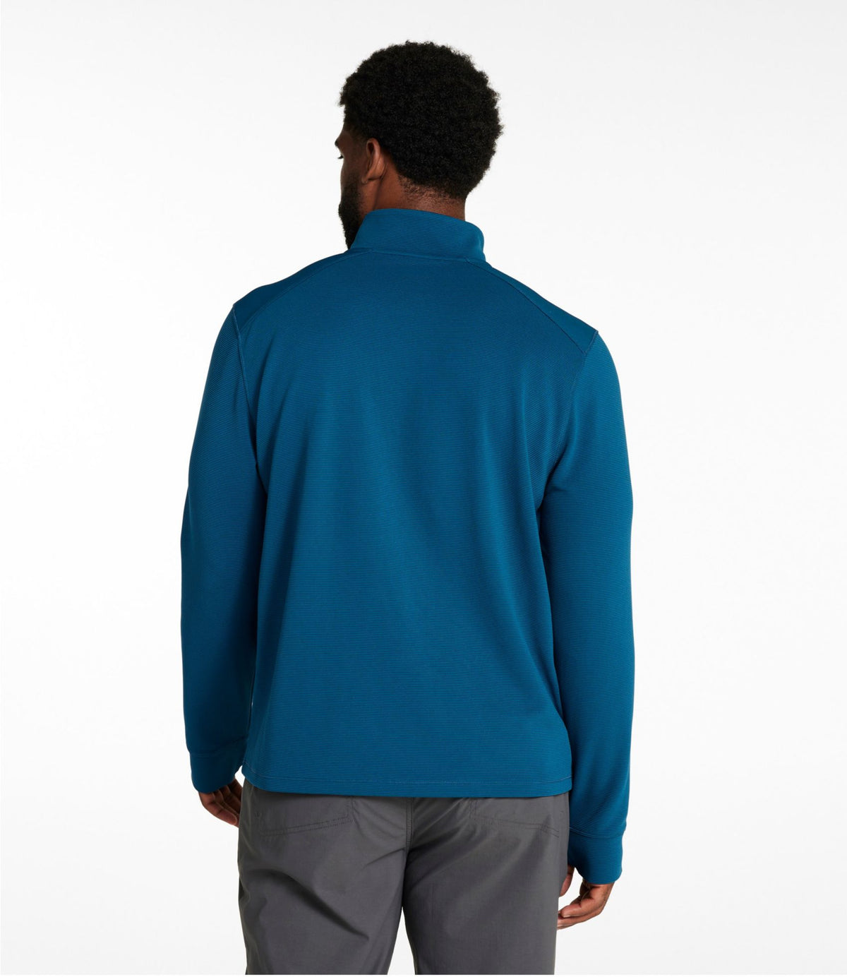 L.L.Bean Men's VentureStretch Ottoman-Rib Pullover, Quarter-Zip Carbon Navy