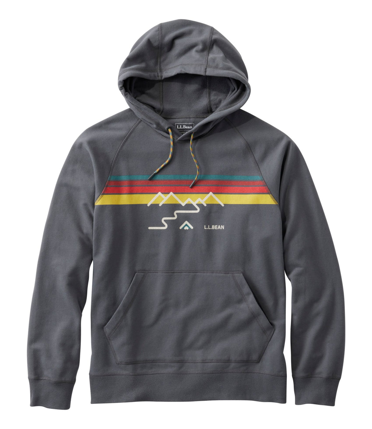 L.L.Bean Men's Bean's Comfort Camp Hoodie, Graphic Iron Mountain Colorbars