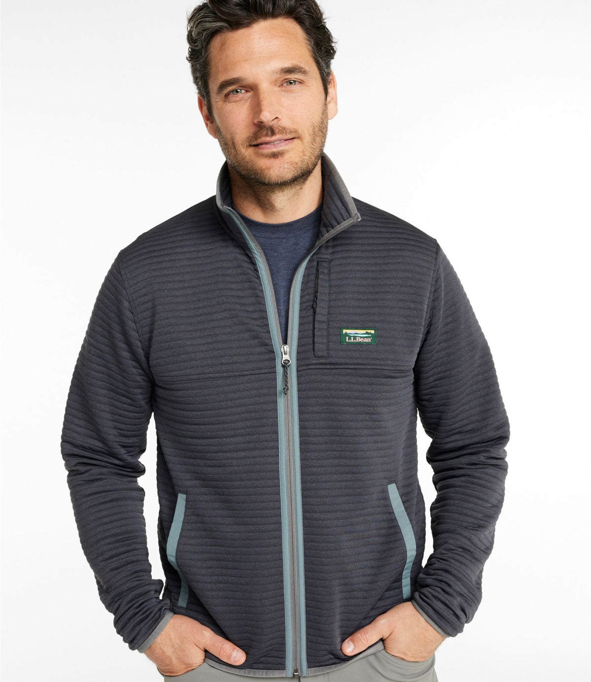 L.L.Bean Men's Airlight Knit Full-Zip Alloy Gray