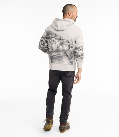 L.L.Bean Men's Signature Camp Hoodie Sweatshirt, Print Light Gray Heather