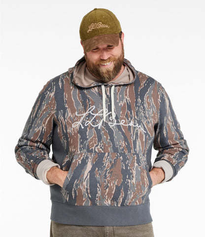 L.L.Bean Men's Signature Camp Hoodie Sweatshirt, Print Light Gray Heather