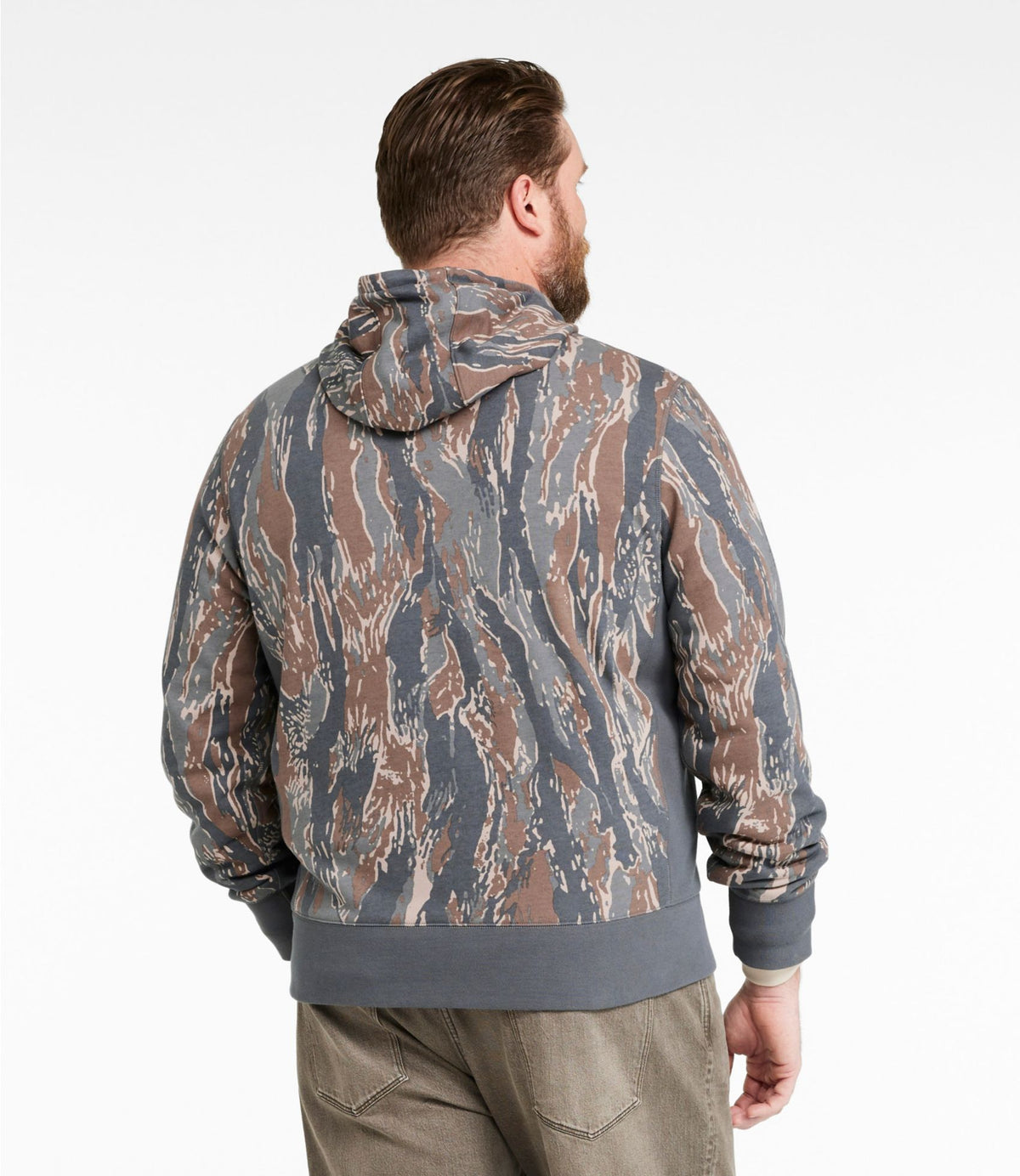 L.L.Bean Men's Signature Camp Hoodie Sweatshirt, Print Light Gray Heather
