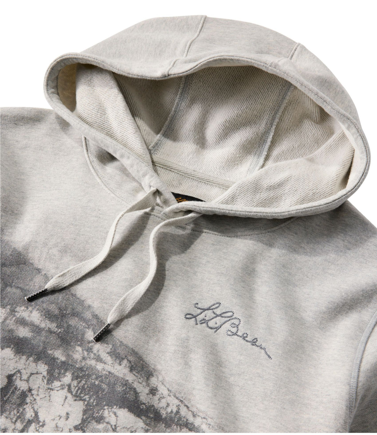 L.L.Bean Men's Signature Camp Hoodie Sweatshirt, Print Light Gray Heather