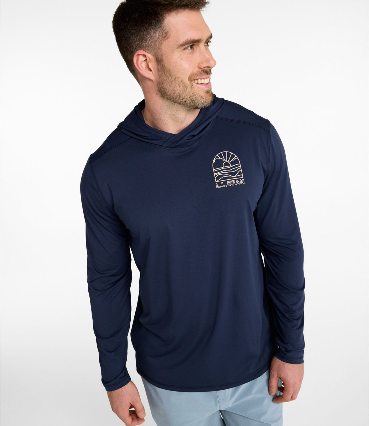 L.L.Bean Men's Bold Coast Lifestyle Tee, Long-Sleeve Hooded Graphic